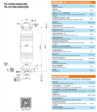 TD-12/(630、1250)-25AD1断路器用灭弧室