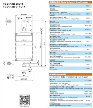 TD-24/1250-(25、31.5)C1J真空灭弧室